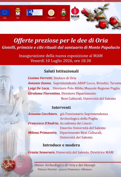 Oria celebra le sue radici: inaugurazione della mostra al MAM, 10 luglio 2026