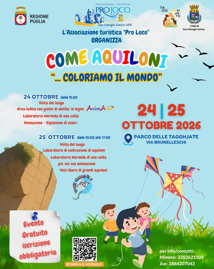Come Aquiloni…coloriamo il mondo, San Giorgio Jonico, 24 e 25 ottobre&nbsp;2026
